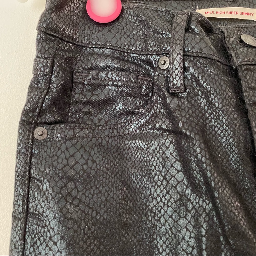Levis Snakeskin Black Mile High Super Skinny Jeans - Picture 5 of 12